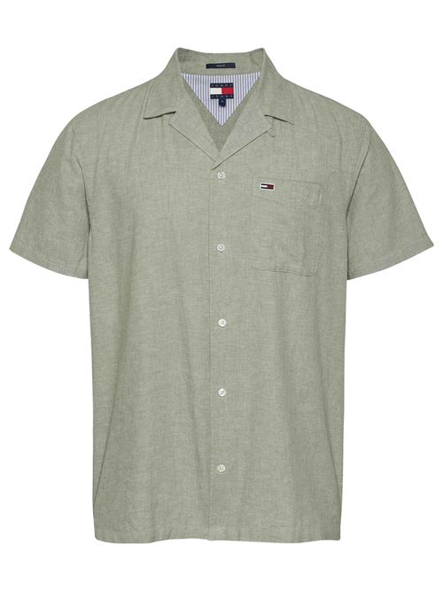 Camicia uomo verde misto lino Tommy Jeans | DM0DM20895MR6